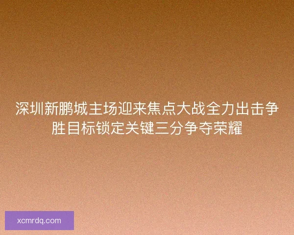 深圳新鹏城主场迎来焦点大战全力出击争胜目标锁定关键三分争夺荣耀
